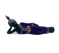 Puckator - Statua in Resina di Buddha Thailandese Sdraiato - Nero e Viola, Dipinto a Mano