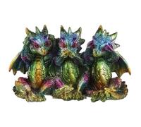 Puckator Statuetta colori metallizzati - Drago Iridescente - Non Vedo Non Sento Non Parlo
