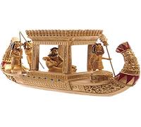 Puckator Statuetta in Resina di Barca Solare Dorata, Barca Reale con Riparo Antico Egitto, Dipinto a Mano