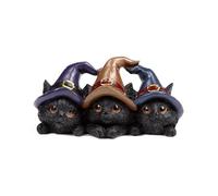 Puckator Statuetta Trio di Gatti Neri con Cappello da Strega - In Resina, Dipinto a Mano, Decorazioni Casa Stravaganti e Particolari