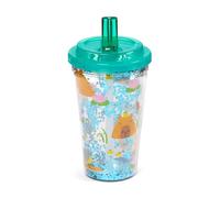 Puckator Tazza e cannuccia a doppia parete infrangibile, con coperchio e cannucccia per adulti e bambini - Motivo Capibara