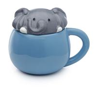 Puckator Tazza in Ceramica con Coperchio Sagomato - Elefante - Animali Dolci