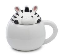 Puckator Tazza in Ceramica con Coperchio Sagomato - Zebra - Animali Dolci