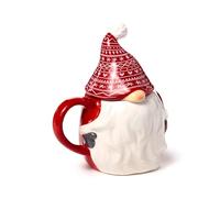 Puckator Tazza in Ceramica Natalizia con Coperchio Sagomato - Gnomo Gonk - Natale Scandinavo - Regalo