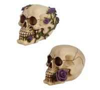 Puckator Teschio con Rose Viola, Resina, Multicolore, Altezza 11cm Larghezza 9.5-10.5cm profondità 14cm