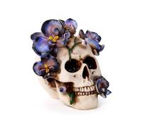 Puckator Teschio Decorativo con Fiori di Vite Viola - Scultura in Resina Ornamentale - Statuetta Accessorio Gotico per Casa e Halloween