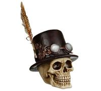 Puckator Teschio Decorativo Steam Punk con Cappello e Piuma