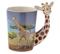 Puckator Zoo Tazza con Manico a Forma di Giraffa, Ceramica, Bianco, 1 unità (Confezione da 1)