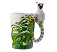 Puckator Zoo Tazza con Manico a Forma di Lemure, Ceramica, Bianco
