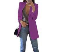 PUDANA Giacche Blazer Allentate per Le Donne Blazer A Manica Lunga Aperto per Ufficio con Tasche Viola S