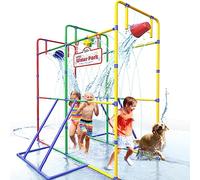 PUDDLE SPLASHERS Parco acquatico in giardino con ruota panoramica, secchi per la raccolta di rifiuti per bambini, giochi d'acqua all'aperto