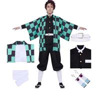 Puddry Costume da cacciatore di demoni, cosplay Tanjiro, cosplay anime per bambini e adulti, costume a tema festa di carnevale per la giornata mondiale del libro