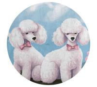 Pudel, tappeto per cani, lavabile, rotondo, antiscivolo, per soggiorno, camera da letto, moderno, corallo, yoga, per camera da letto, regalo, 80 x 80 cm