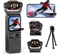 Pudet Luo Action Cam 4K POV, Stabilizzazione 6 Assi Videocamera Vlog 4K Stabilizzatore, Schermo di Anteprima WiFi Live Action Camera 360 per Ciclismo, Vlogging, Viaggi e Sport all'aperto