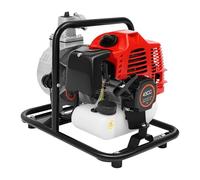 PUDLOR Pompa per acqua a benzina, pompa per motore a 2 tempi, pompa da giardino, pompa per laghetti, alloggiamento con riduzione del rumore, portata di 35,66 galloni al minuto, ventola integrata