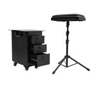 PUDLOR Rolling Makeup Case, beauty case trolley con cassetto, con ruote, in acciaio al manganese con serratura, beauty case trolley per trucchi dal principiante al professionista, Nero , moderno