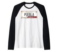 Puebla Mexico License Plate Mexican Travel Vacation Beach Maglia con Maniche Raglan