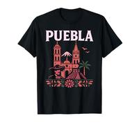 Puebla Mexico Retro Travel Mexicano Zocalo Chicano Poblano Maglietta