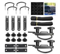 Puedno 4 pezzi di fissaggio per box da tetto a U, staffa universale per box da tetto, montaggio per auto, furgone, accessori per l'installazione con 8 dadi di sicurezza, 2 bende adesive