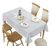 PUERHUACI Tovaglia rettangolare, facile da pulire, in PVC, 2 pezzi, 137 x 180 cm, tovaglia a quadri, bianca, lavabile senza macchie, olio, tovaglia, in plastica vinile e plastica