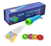 Pueri - Lampada / torcia / proiettore di 4 favole per bambini, con funzione di gioco educativo e lampada notturna