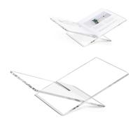 PUERSI Leggio per Libri in Acrilico, 40x24x11 cm Supporto per Libri Aperti per Esposizione e Lettura, Leggio da Tavolo, Adatto per Corano, Riviste, Libro d'Arte, Libro di Cucina, Bibbia - Trasparente