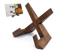 PUERSI Porta Ricette Cucina, Poggia Libro Ricette in Legno, Supporto per Libro da Cucina, Supporto per Libro Legno Vintage