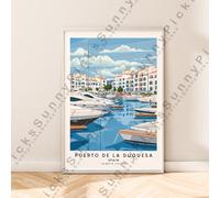 Puerto De La Duquesa Spagna Viaggi Stampa Illustrazione Art Muro Decoro