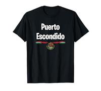 Puerto Escondido Summer Vacation Surf Beach Flag Messico Maglietta