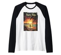 Puerto Plata Tramonto Palma Paradiso Maglia con Maniche Raglan