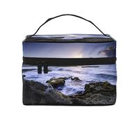 Puerto Rico - Borsa da trucco da viaggio da spiaggia per donna, borsa cosmetica resistente all'acqua Borsa da toilette pieghevole Regali per insegnanti