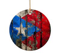 Puerto Rico Carta Da Parati Bandiera Stampa Ceramica Pendente Rotondo Per Gli Ornamenti Da Viaggio Per La Decorazione Dom