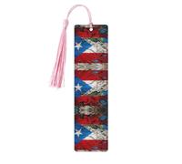 Puerto Rico Carta da parati Bandiera Stampa Segnalibro in Legno Donne Uomini Nappa Segnalibri per gli amanti del libro Accessori per la lettura