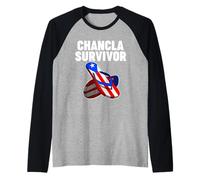 Puerto Rico Chancla Survivor Maglia con Maniche Raglan