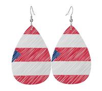 Puerto Rico Flag Art Orecchini In Pelle Stampato Orecchini Da Donna Divertenti Accessori Per Cosplay Festa Della Mamma Carnevale