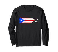 Puerto Rico Flag Map Maglia a Manica