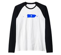 Puerto Rico Flag Map Maglia con Maniche Raglan