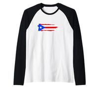 Puerto Rico Flag Map Maglia con Maniche Raglan
