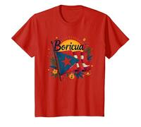 Puerto Rico Kids Boricua Pride Bandiera Regalo Maglietta, Bambini, Rosso, 6 Anni