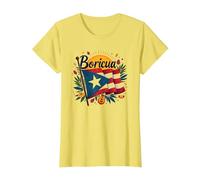 Puerto Rico Kids Boricua Pride Bandiera Regalo Maglietta, Donna, Limone, 3XL