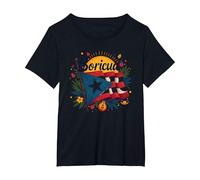 Puerto Rico Kids Boricua Pride Bandiera Regalo Maglietta, Donna Plus-Size, Nero, 2X