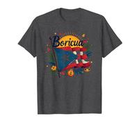 Puerto Rico Kids Boricua Pride Bandiera Regalo Maglietta, Uomo, Grigio Scuro, 5XL