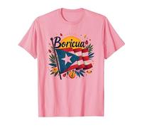 Puerto Rico Kids Boricua Pride Bandiera Regalo Maglietta, Uomo, Rosa, 3XL