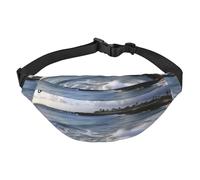Puerto Rico - Marsupio da spiaggia per uomo e donna, alla moda, borsa a tracolla con tracolla regolabile, impermeabile, per viaggi, escursionismo, sport, nero, taglia unica, Nero , Taglia unica