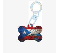 Puerto Rico Wallpaper Flag 1 Stampa Dog Tag Bone Shaped Double Sided Pattern Dog ID Tags Bone Shaped Pet Name Tags Dog Collar Tags