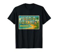 Puerto Vallarta Messico Vintage Viaggio Souvenir Art Graphic Maglietta