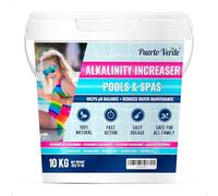 Puerto Verde • Elevatore Alcalinità Piscina 10 Kg. Correttore Alcalinità Totale e Regolatore di pH. Adatto per Idromassaggio e Spa. Formato Polvere Sicuro per Tutta la Famiglia. Produzione Europea.