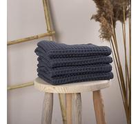 Püskül - Asciugamani a nido d'ape in 100% cotone turco assorbente, 40,6 x 81,3 cm, confezione da 4 pezzi, grigio antracite (4)