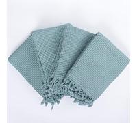 PÜSKÜL - Telo mare a nido d'ape in cotone turco, asciugamano a nido d'ape, asciugamano turco, waffle strutturato (verde ghiaccio, 4)