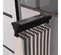 PUFAHAU Asta Estraibile per Guardaroba, Asta Retrattile per Armadio con Cuscinetto da 45 kg, Portapantaloni Scorrevole in Lega di Alluminio, Appendiabiti Estensibile Co(Nero-40,9 Cm)